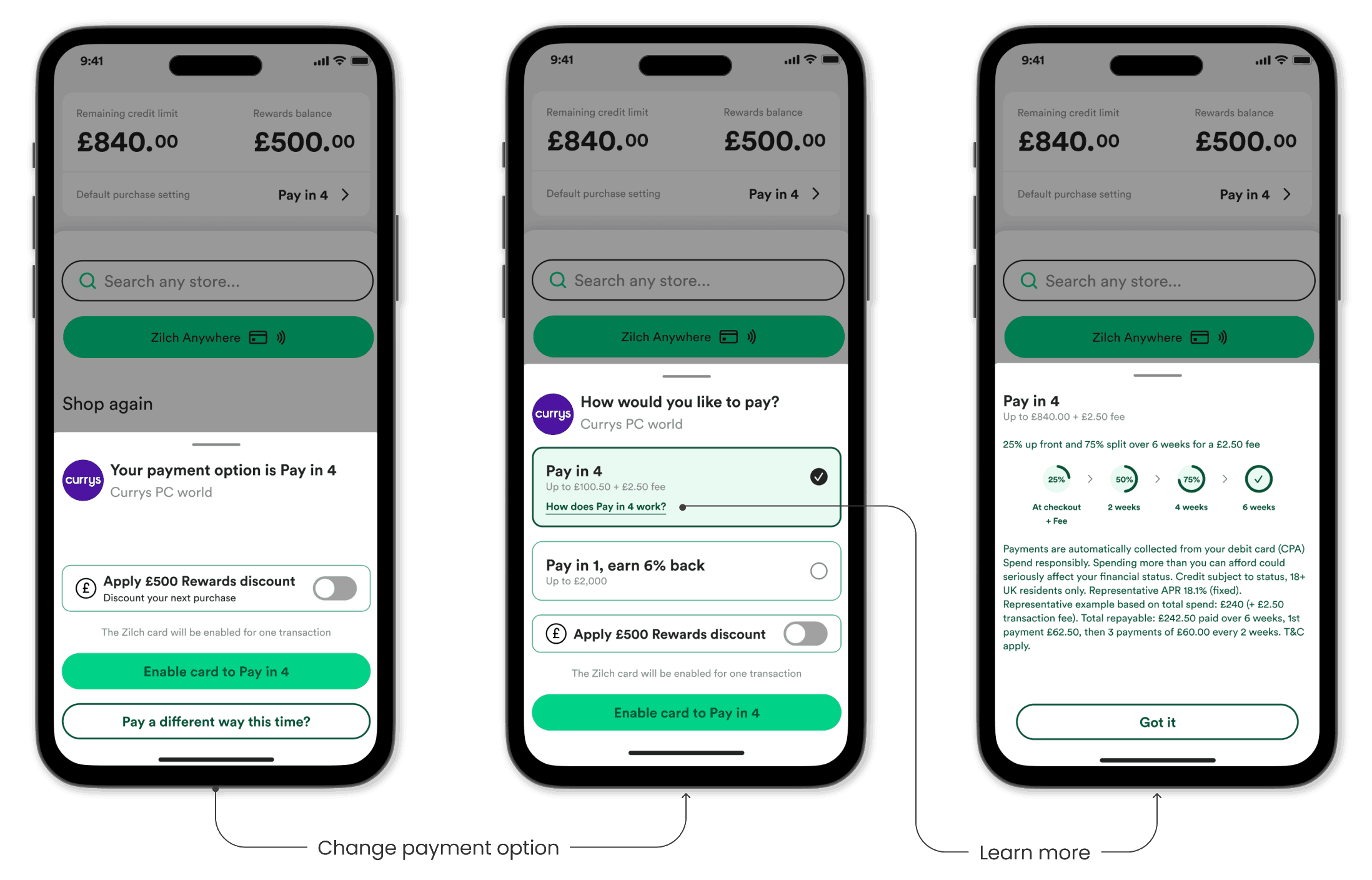 'Click through' payment option