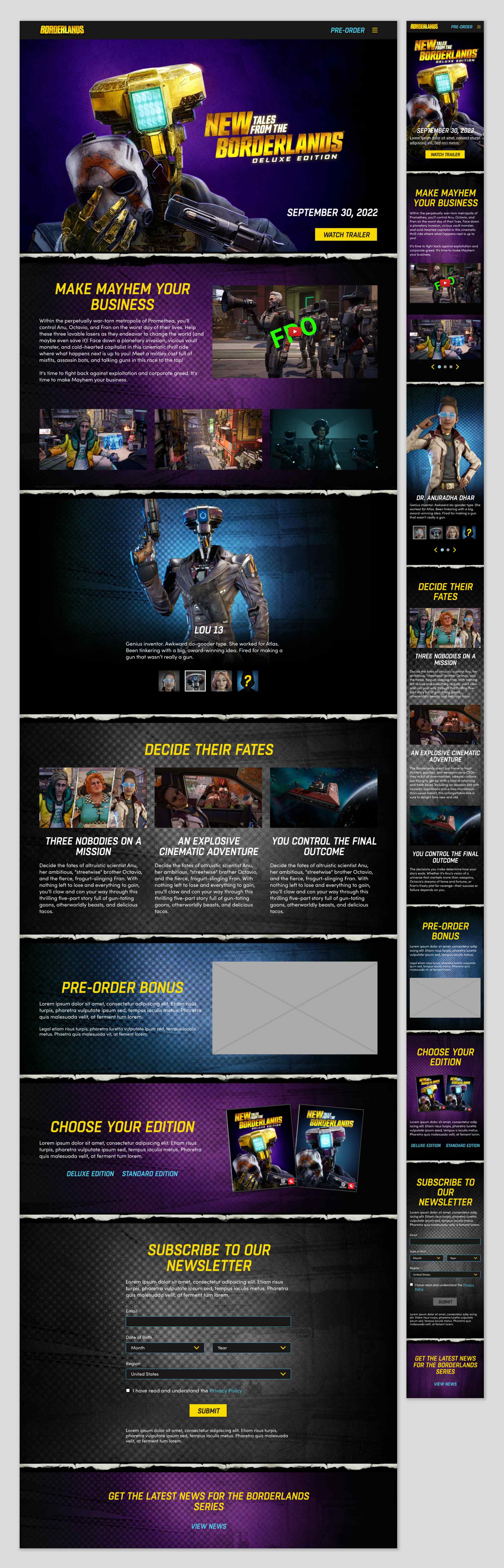 Borderlands Homepage Design