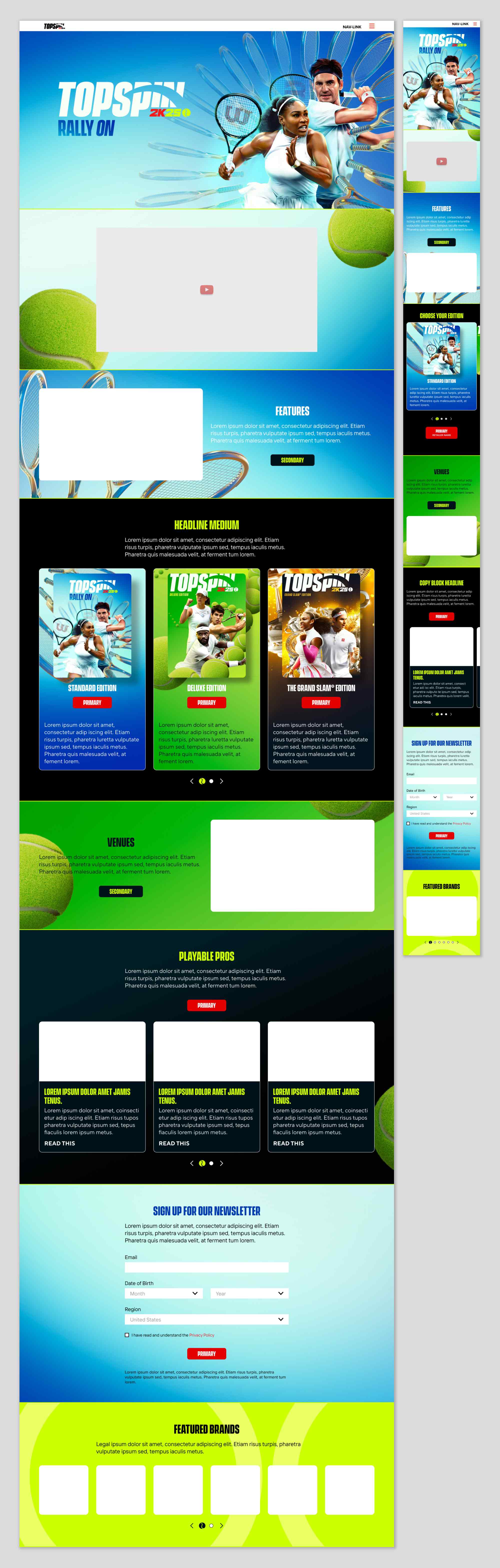 Topspin 2K25 Homepage Design