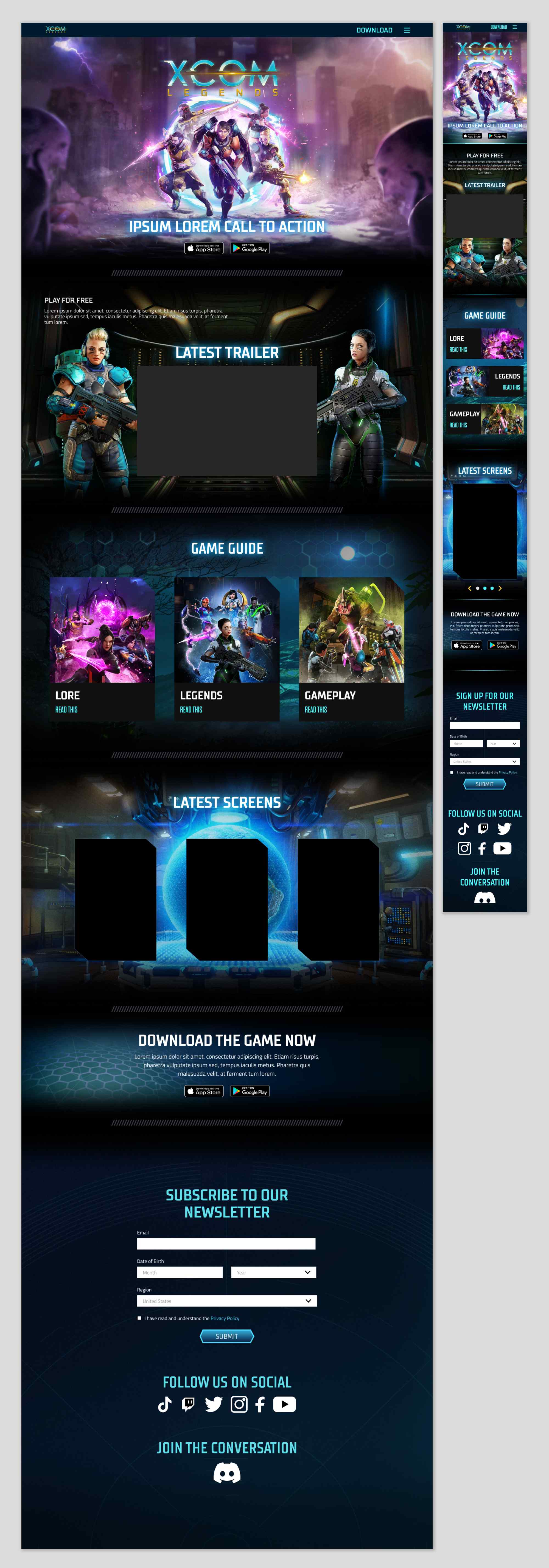 XCOM Homepage Design